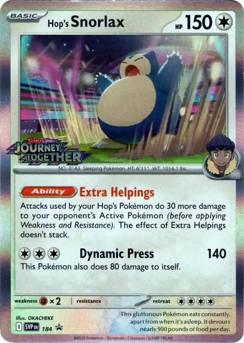 Hop's Snorlax - 184 (Prerelease) (184) (Svp) 1