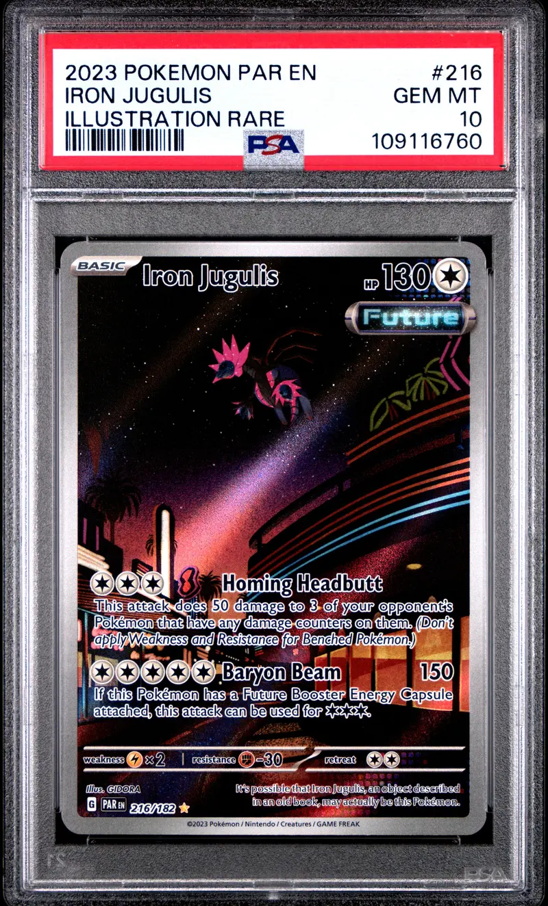 Iron Jugulis Illustration Rare 2023 Pokemon Par En-Paradox Rift Psa Gem Mt 10 1