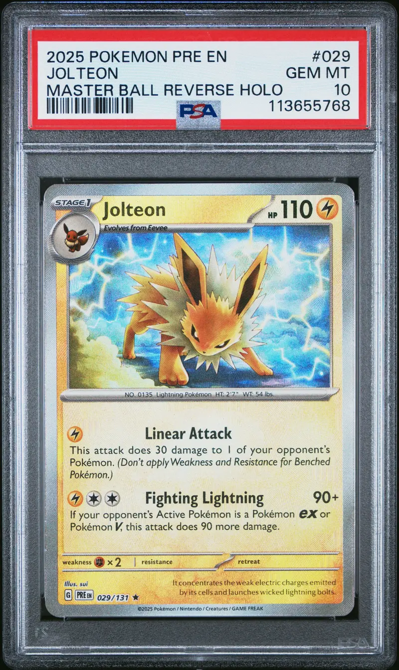 Jolteon Master Ball Reverse Holo 2025 Pokemon Pre En-Prismatic Evolutions Psa Gem Mt 10 1