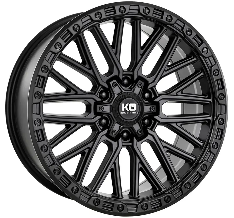 King Deceit Wheels In Satin Black - Gloss Rivets 1