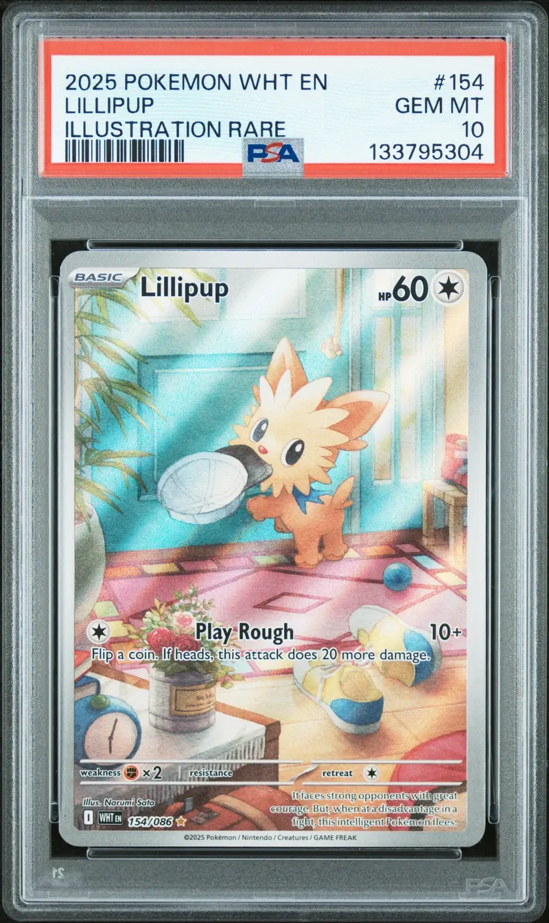 Lillipup Illustration Rare 2025 Pokemon Wht En-White Flare Psa Gem Mt 10 1