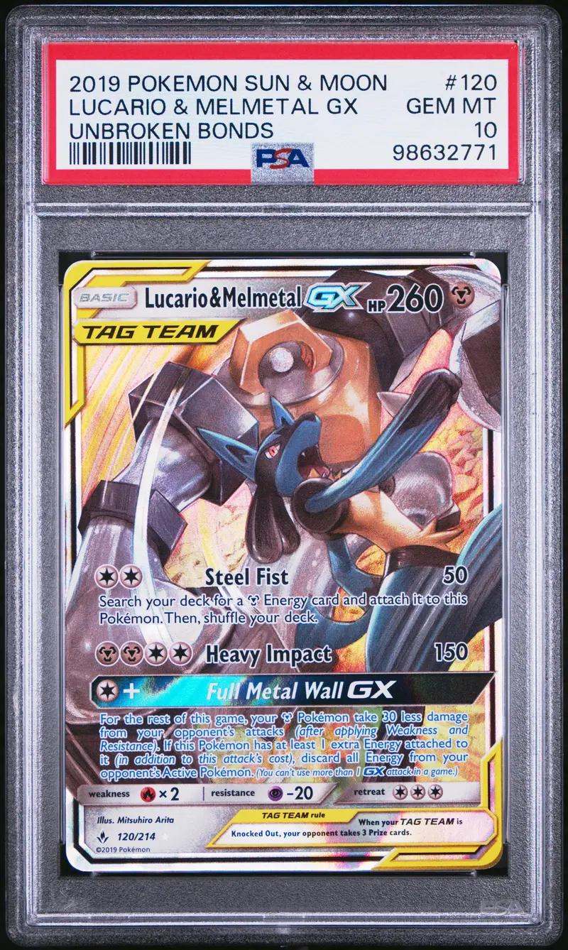 Lucario & Melmetal Gx Unbroken Bonds 2019 Pokemon Sun & Moon Unbroken Bonds Psa Gem Mt 10 1