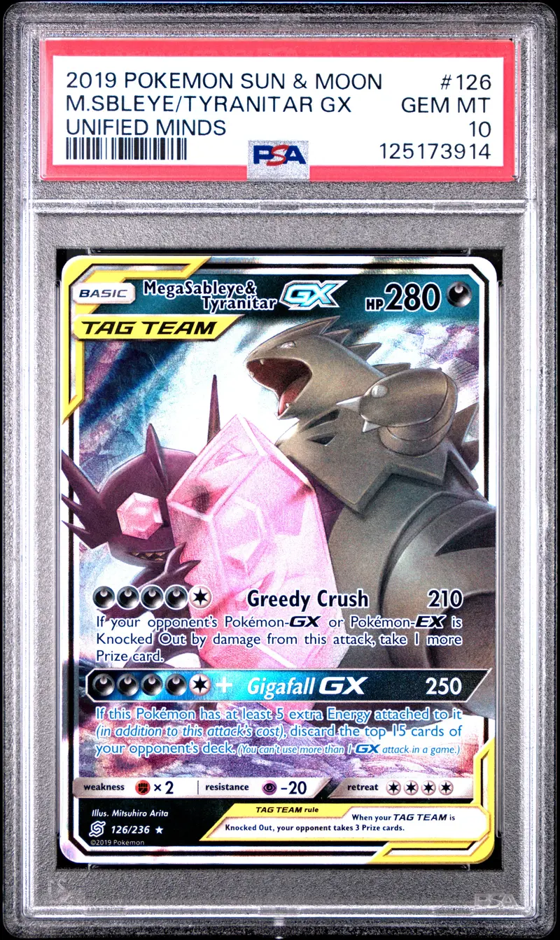 M.Sbleye/Tyranitar Gx Unified Minds 2019 Pokemon Sun & Moon Unified Minds Psa Gem Mt 10 1