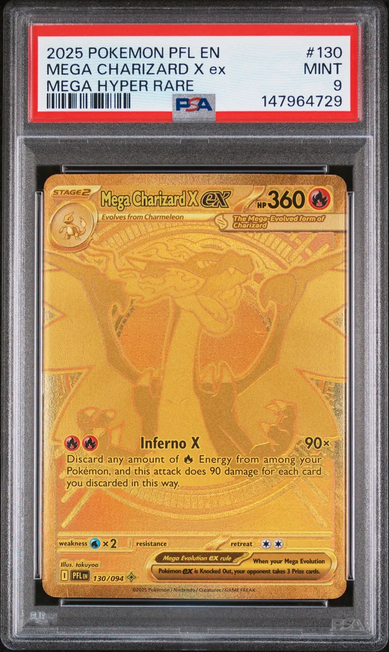Mega Charizard X Ex Mega Hyper Rare 2025 Pokemon Pfl En-Phantasmal Flames Psa Mint 9 1