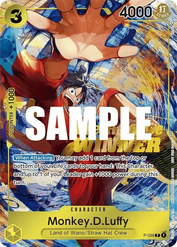 Monkey.D.Luffy (Pre-Release Tournament) (Winner) (P-036) (Op-Pr) 1