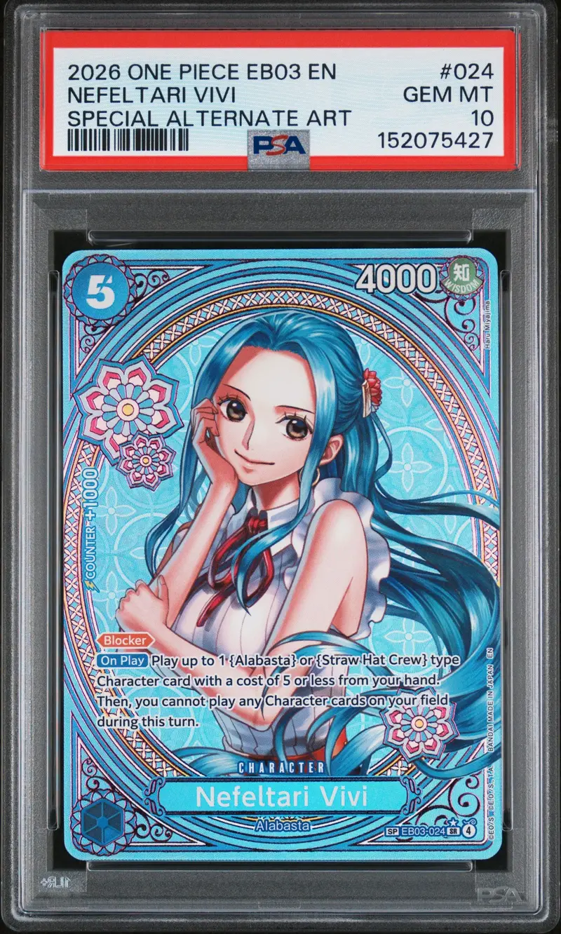 Nefeltari Vivi Special Alternate Art 2026 One Piece Eb03-Extra Booster -One Piece Heroines Edition- Psa Gem Mt 10 1