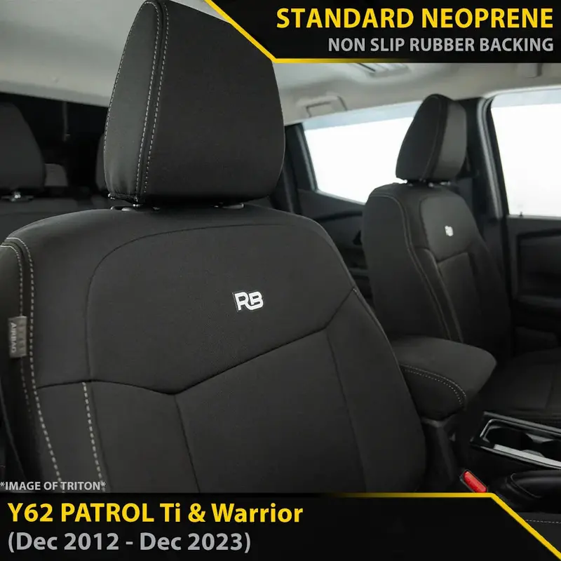 Nissan Patrol Y62 Ti & Warrior Gp4 Neoprene 2X Front Row Seat Covers 1