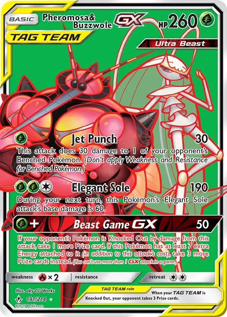 Pheromosa & Buzzwole Gx (191) (Full Art) (191/214) (Sm10) 1