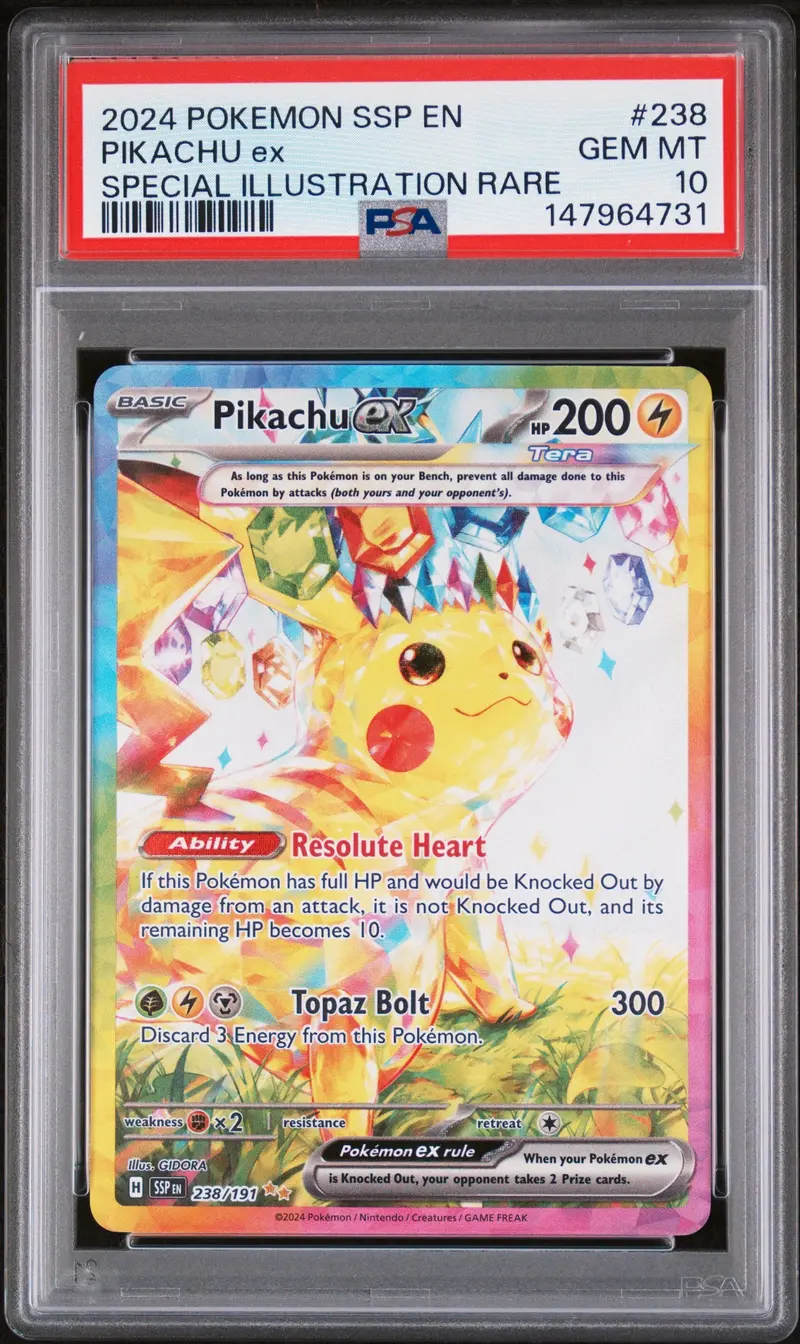 Pikachu Ex Special Illustration Rare 2024 Pokemon Ssp En-Surging Sparks Psa Gem Mt 10 1