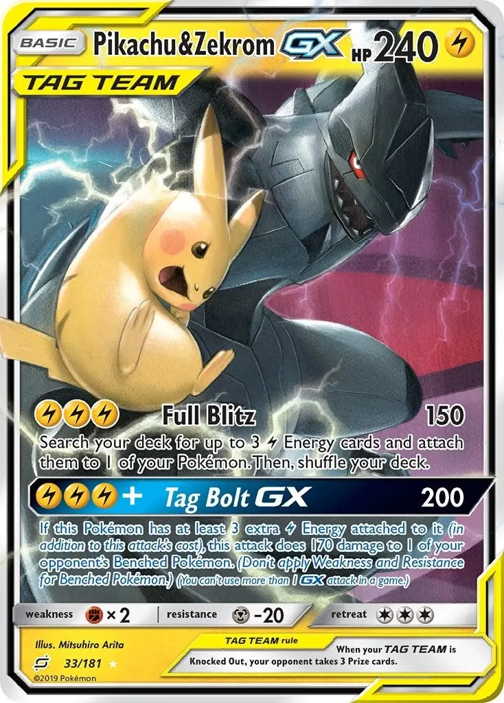 Pikachu & Zekrom Gx (33/181) (Sm9) 1