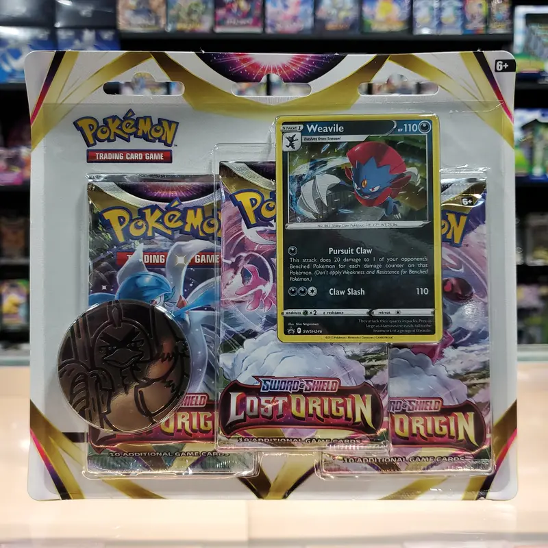 Pokémon Tcg: Sword & Shield: Lost Origin - 3-Pack Blister (Weavile) 1