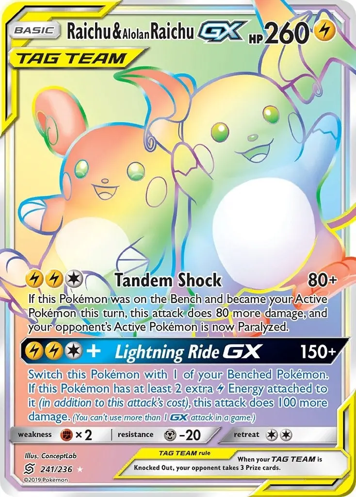 Raichu & Alolan Raichu Gx (Secret) (241/236) (Sm11) 1