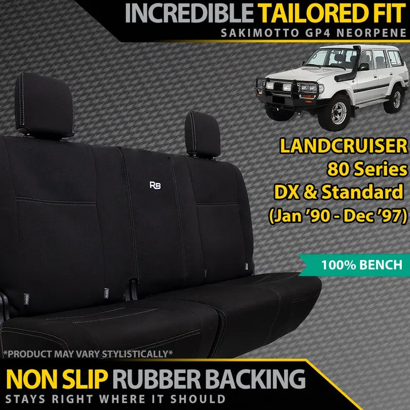 Razorback 4X4 Gp4 Standard Neoprene 2Nd Row 100% Bench Seat Covers Suitable For A Toyota Landcruiser 80 Series Dx & Standard (Made To Order) 1