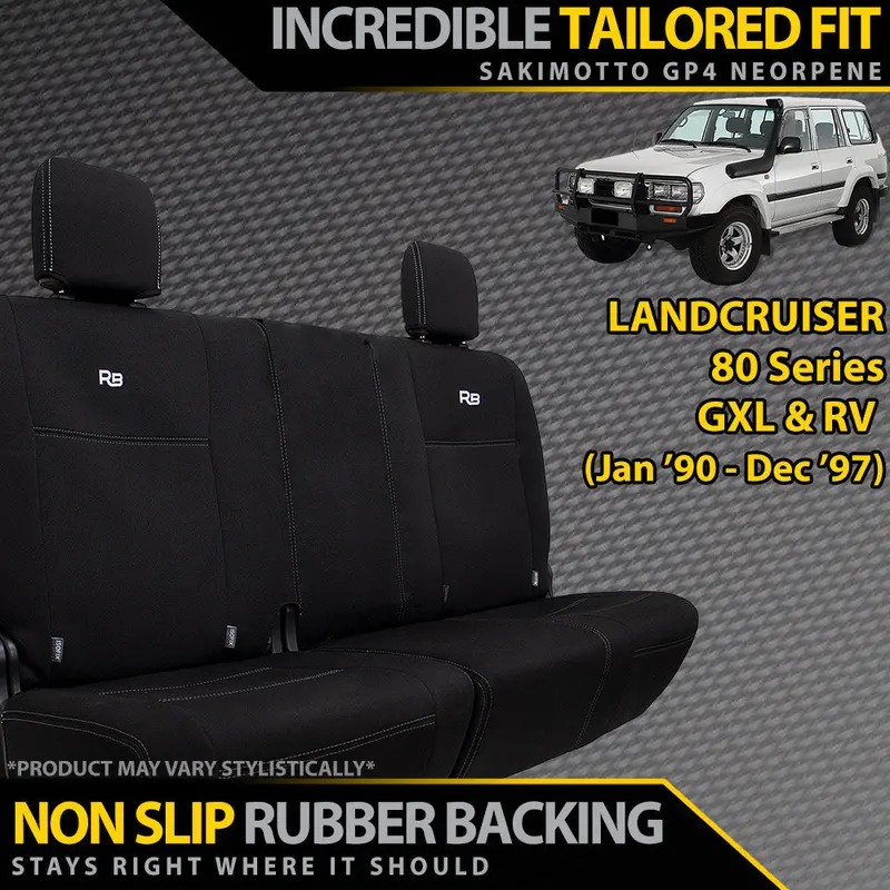 Razorback 4X4 Gp4 Standard Neoprene Rear Row (50/50 Split) Seat Covers Suitable For A Toyota Landcruiser 80 Series Gxl & Rv (Made To Order) 1