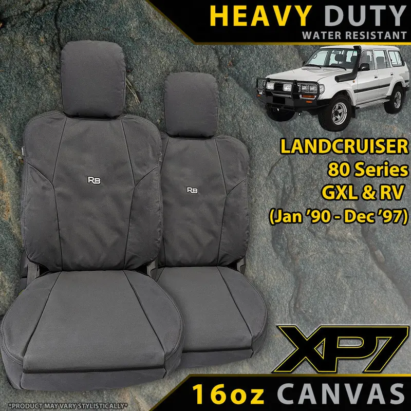 Razorback 4X4 Xp7 Heavy Duty Canvas 2X Front Seat Covers Suitable For A Toyota Landcruiser 80 Series Gxl & Rv (Available) 1