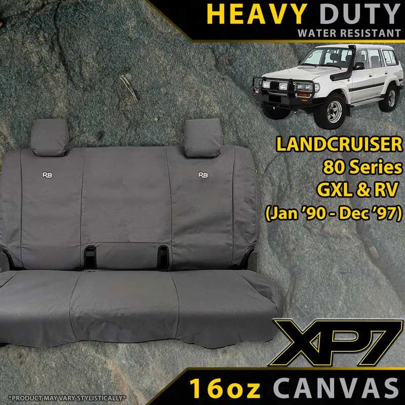 Razorback 4X4 Xp7 Heavy Duty Canvas Rear Row (50/50 Split) Seat Covers Suitable For A Toyota Landcruiser 80 Series Gxl & Rv (Made To Order) 1