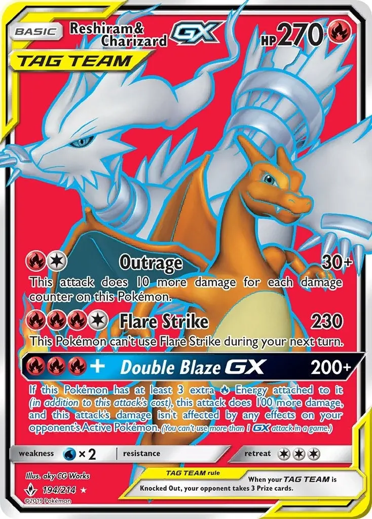 Reshiram & Charizard Gx (Full Art) (194/214) (Sm10) 1