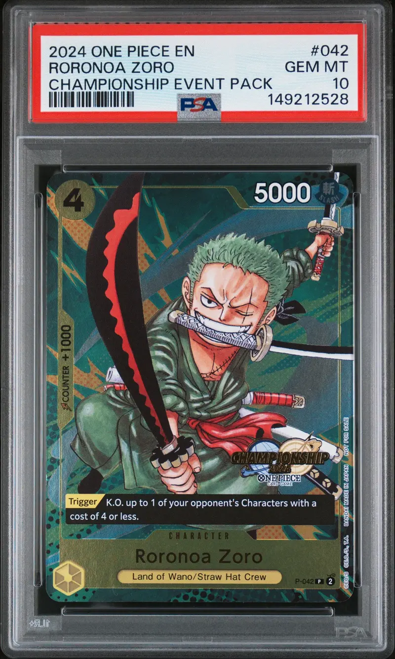 Roronoa Zoro 2024 One Piece Championship 2024 Event Pack Psa Gem Mt 10 1