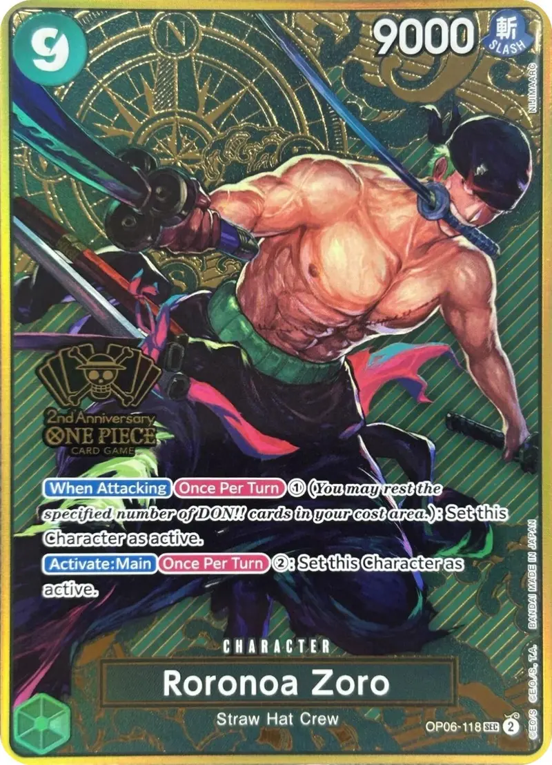 Roronoa Zoro (One Piece Japanese Version 2Nd Anniversary Set) (Op06-118) (Op-Pr) 1