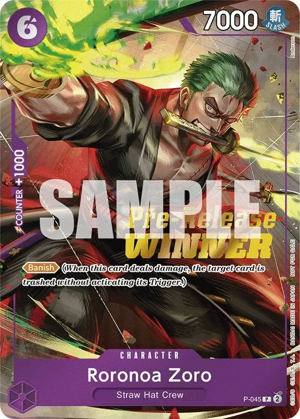Roronoa Zoro (Op-06 Pre-Release Tournament) [Winner] (P-045) (Op-Pr) 1