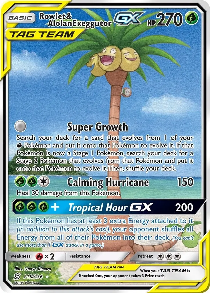 Rowlet & Alolan Exeggutor Gx (Alternate Full Art) (215/236) (Sm11) 1