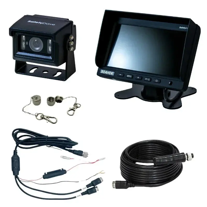 Safety Dave 6” Dash Monitor Camera Kit - Mini Square Black Camera - 92° Ahd 1