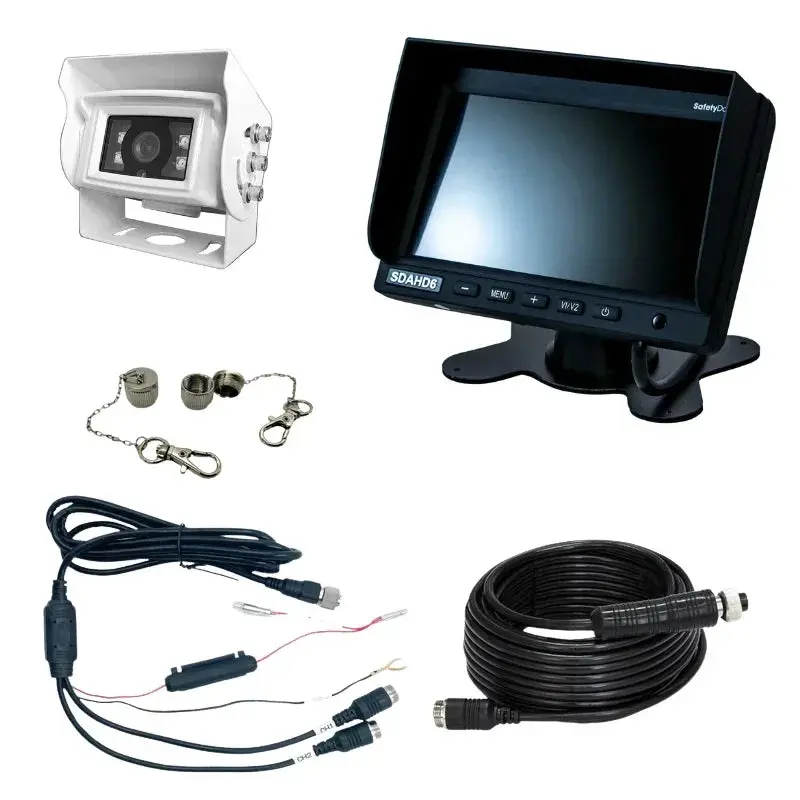Safety Dave 6" Monitor & Rear View Camera Kit - White Square 92 Degre Ahd 1