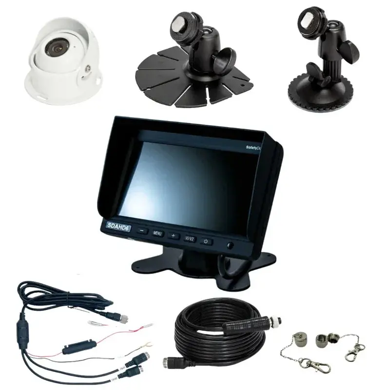 Safety Dave 6” Monitor Rear Vision Kit Caravan Reverse Camera In White With Cable,Mounts & Powerloom 1