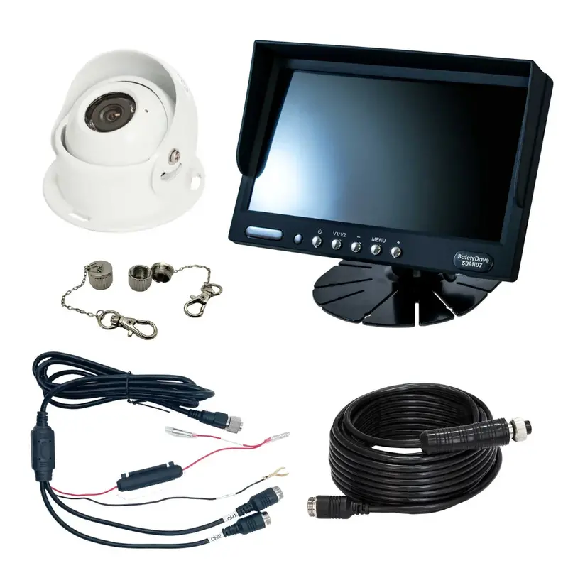 Safety Dave 7" Ahd Dash Monitor & White Camera,Cable,Mounts & Powerloom 1