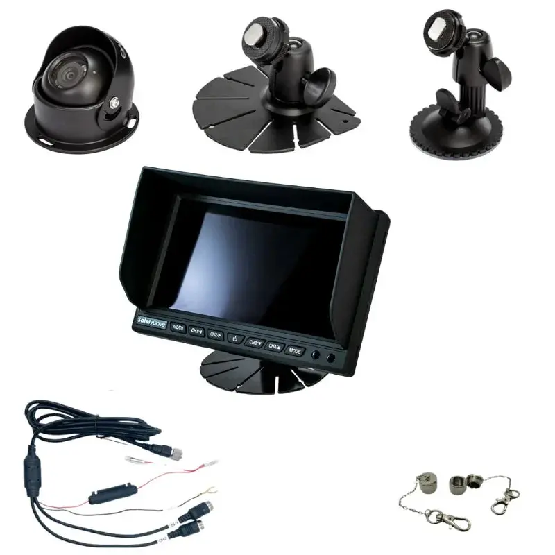 Safety Dave 7" Dash Quad Ahd Monitor & Black Camera,Cable,Mounts & Powerloom 1