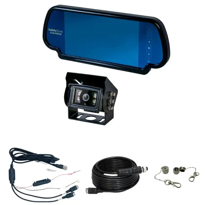 Safety Dave 7” Mirror Monitor Camera Kit - Square Black Camera - 120° Ahd 1