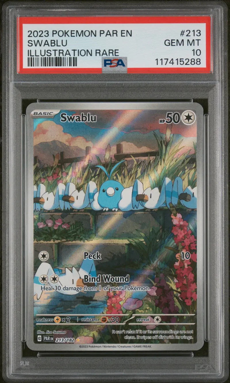 Swablu Illustration Rare 2023 Pokemon Par En-Paradox Rift Psa Gem Mt 10 1
