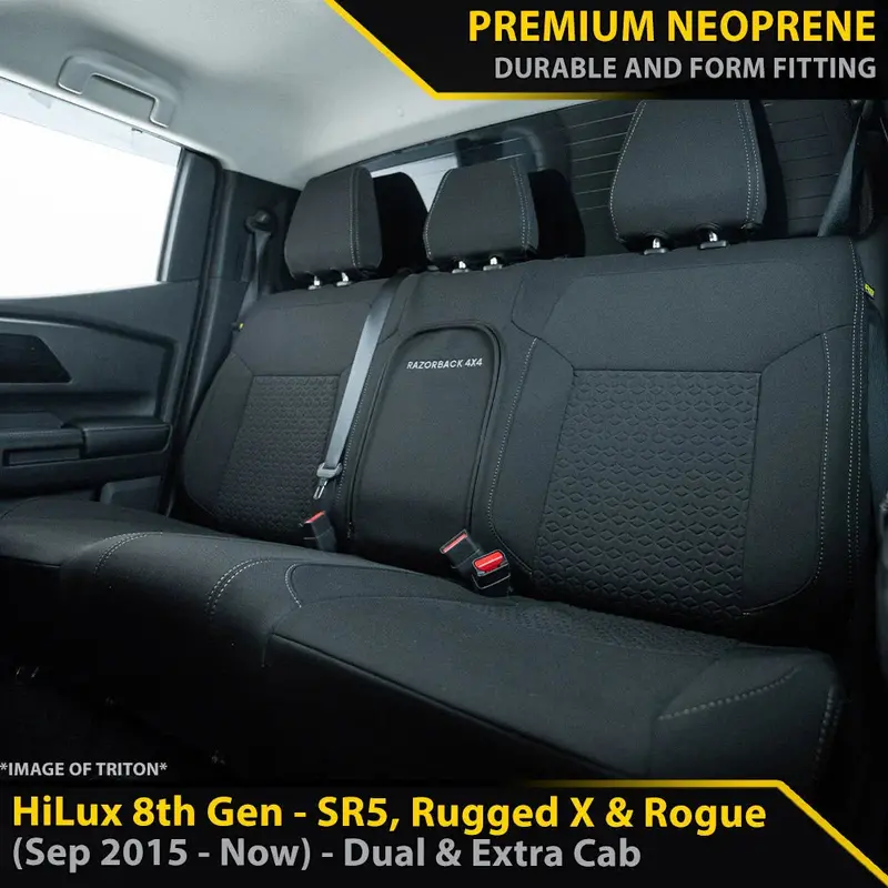 Toyota Hilux 8Th Gen Sr5, Rugged X & Rogue Gp6 Premium Neoprene Rear Row Seat Covers 1