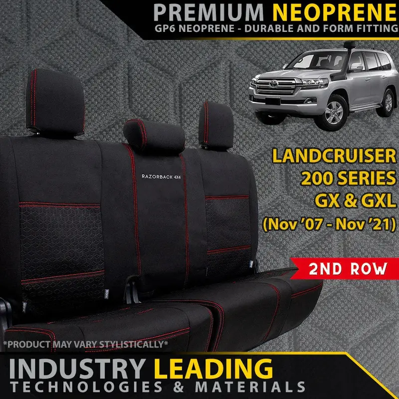 Toyota Landcruiser 200 Series Gx/Gxl Premium Neoprene 2Nd Row Seat Covers (Available) 1