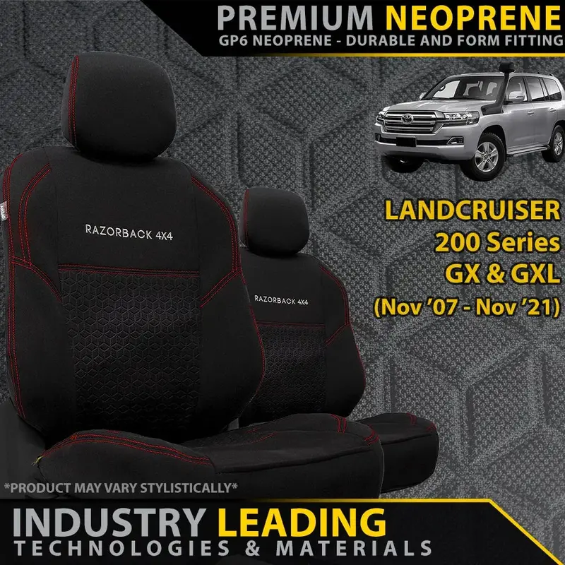 Toyota Landcruiser 200 Series Gx/Gxl Premium Neoprene 2X Front Seat Covers 1