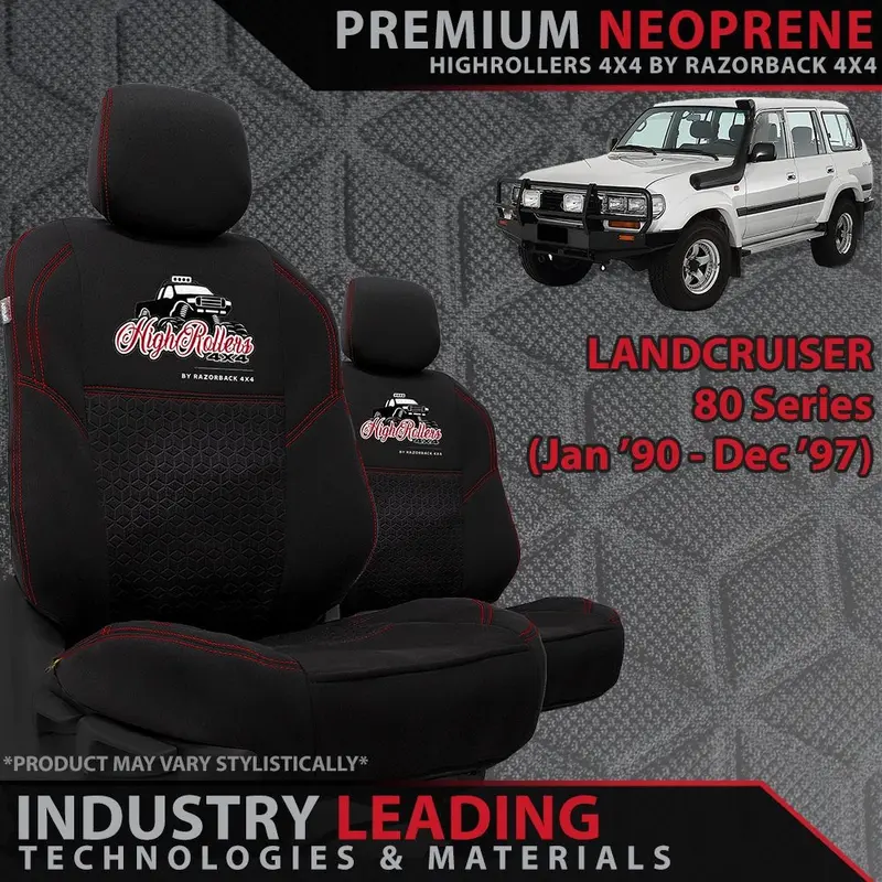 Toyota Landcruiser 80 Series Premium Neoprene 2X Front Seat Covers (Made To Order) 1