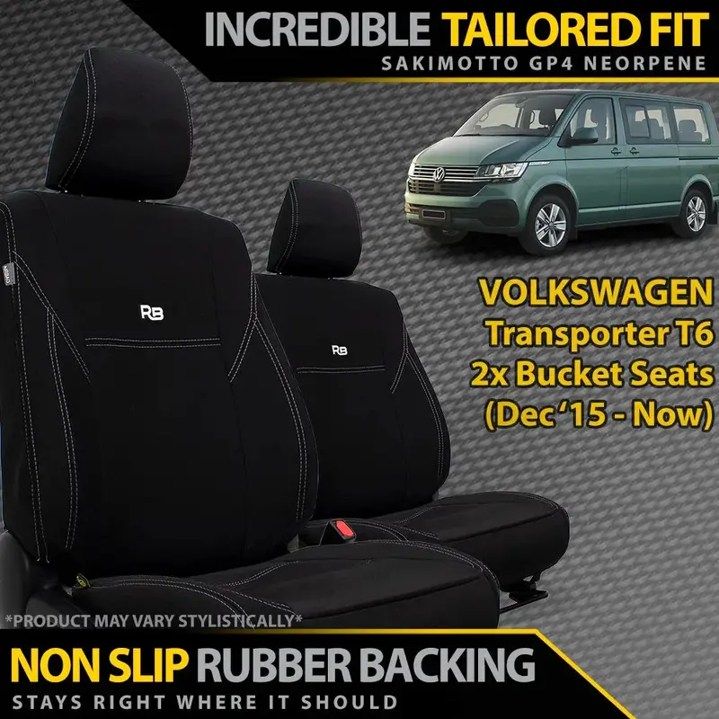 Volkswagen Transporter T6 Neoprene 2X Front Bucket Seat Covers (Made To Order) 1