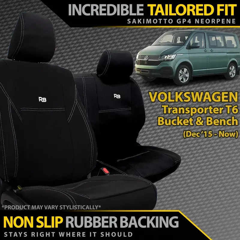 Volkswagen Transporter T6 Neoprene Bucket & 3/4 Bench Seat Covers (Made To Order) 1