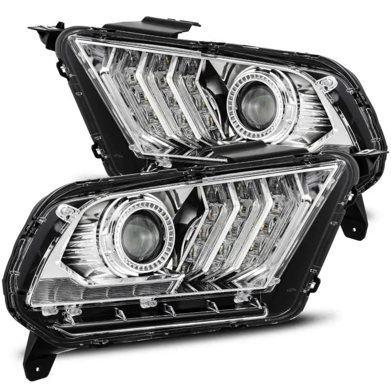 Alpharex Luxx Led Projector Headlights – Chrome Plank Style With Adaptive Lighting & Sequential Turn Signals (2010–2012 Ford Mustang) 1