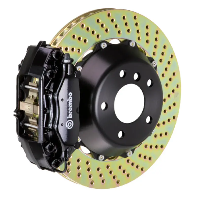 Brembo Rear Big Brake Kit For 2011–2023 Dodge Challenger V8 (Awd/Srt8) – 4-Piston Calipers, Drilled 345X28Mm Two-Piece Rotors, Black Finish 1