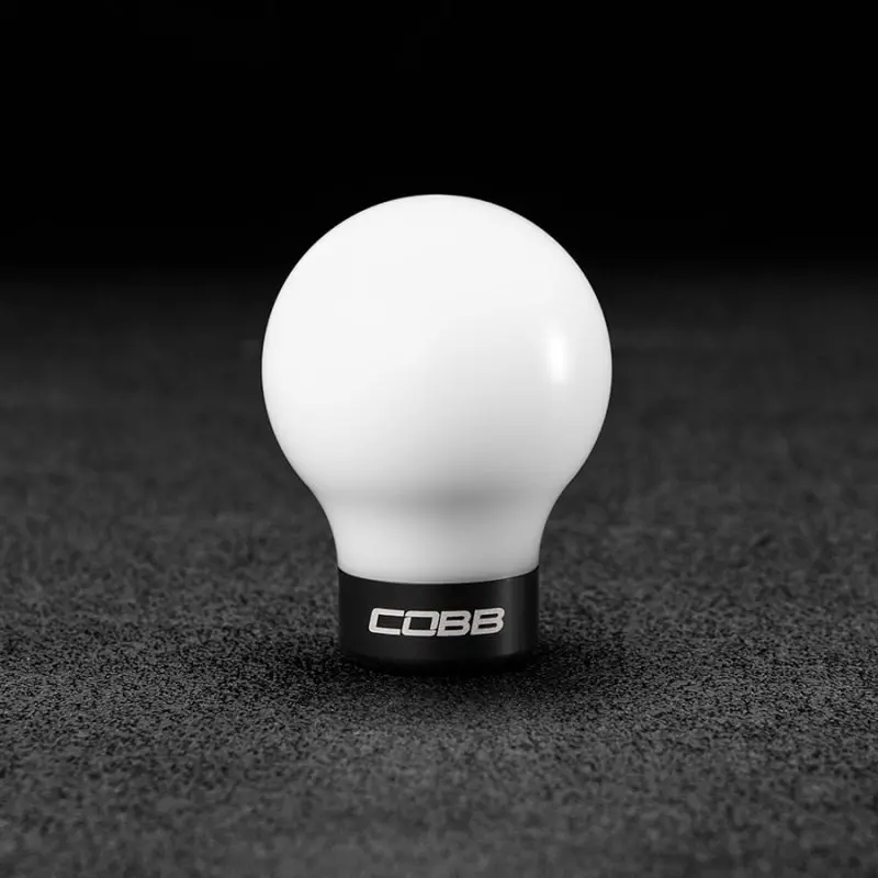 Cobb White Shift Knob For Subaru 6-Speed Manual – Stealth Black Collar, Non-Weighted Design 1