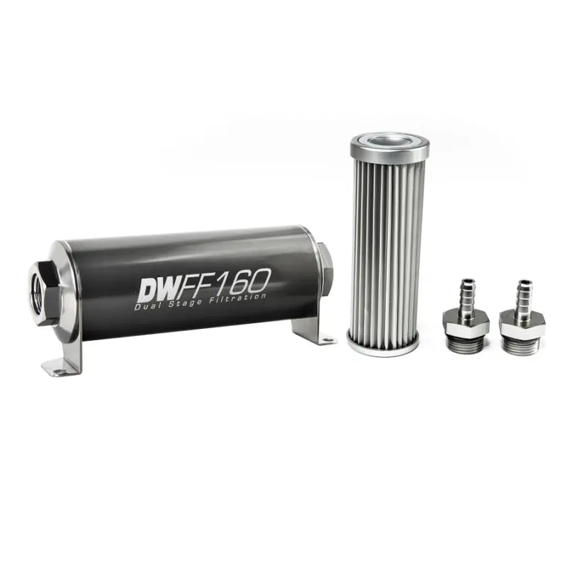 Deatschwerks Universal Inline Fuel Filter Housing – 5/16" Stainless Steel, 5-Micron, 160Mm Length 1