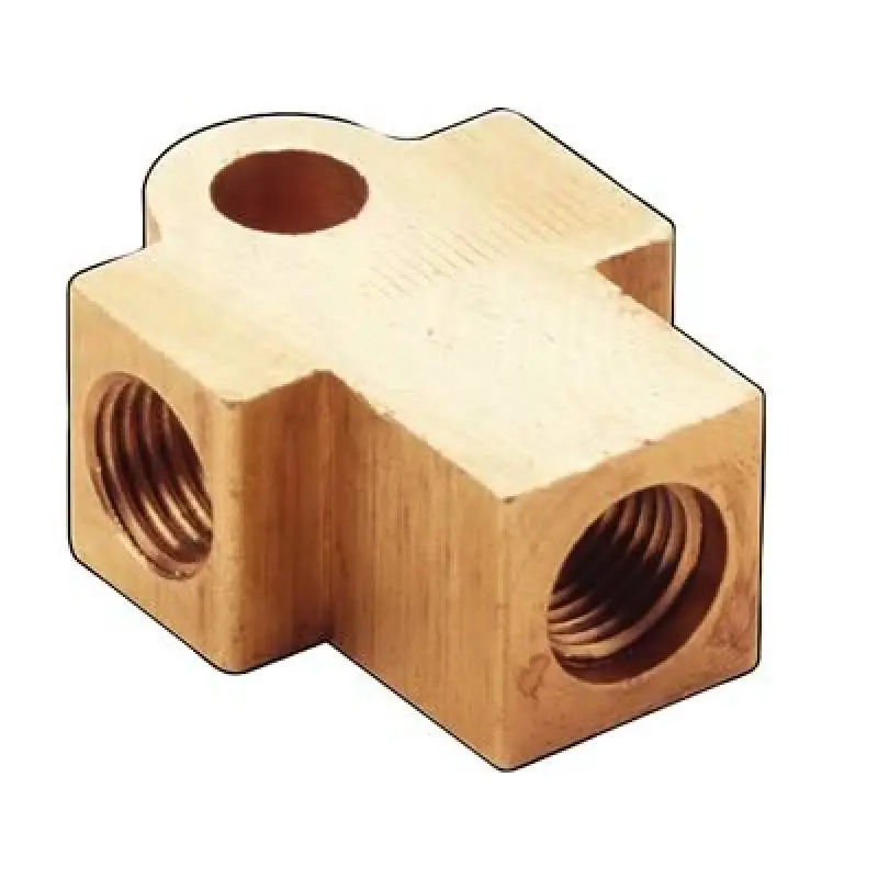 Fragola Bolt-Down Tee Fitting – 3/8-24 Thread, 3/16-Inch Internal Flare 1