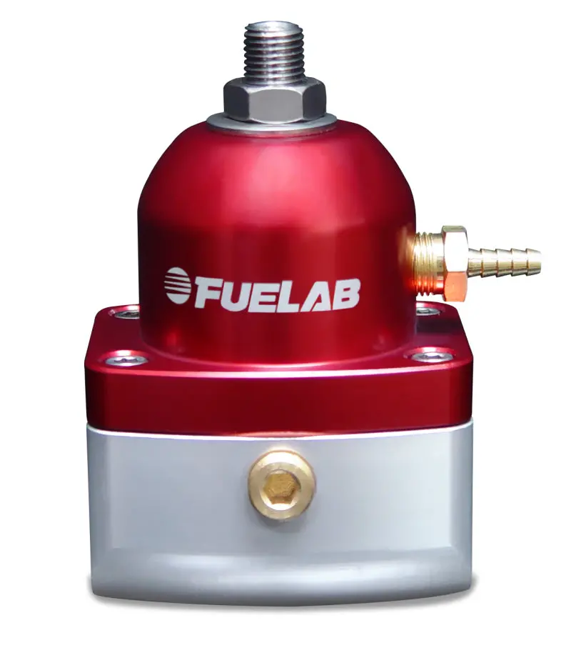 Fuelab Adjustable Fuel Pressure Regulator – 10–25 Psi Range, Dual -10An Inlets, Single -6An Return, Red Anodized 1