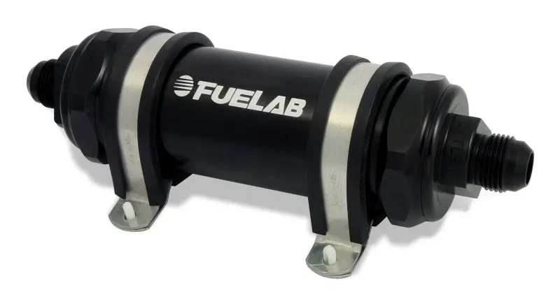 Fuelab In-Line Fuel Filter – -12An Stainless Steel Housing, 100-Micron Rating, Long-Body Design (Black Anodized) 1