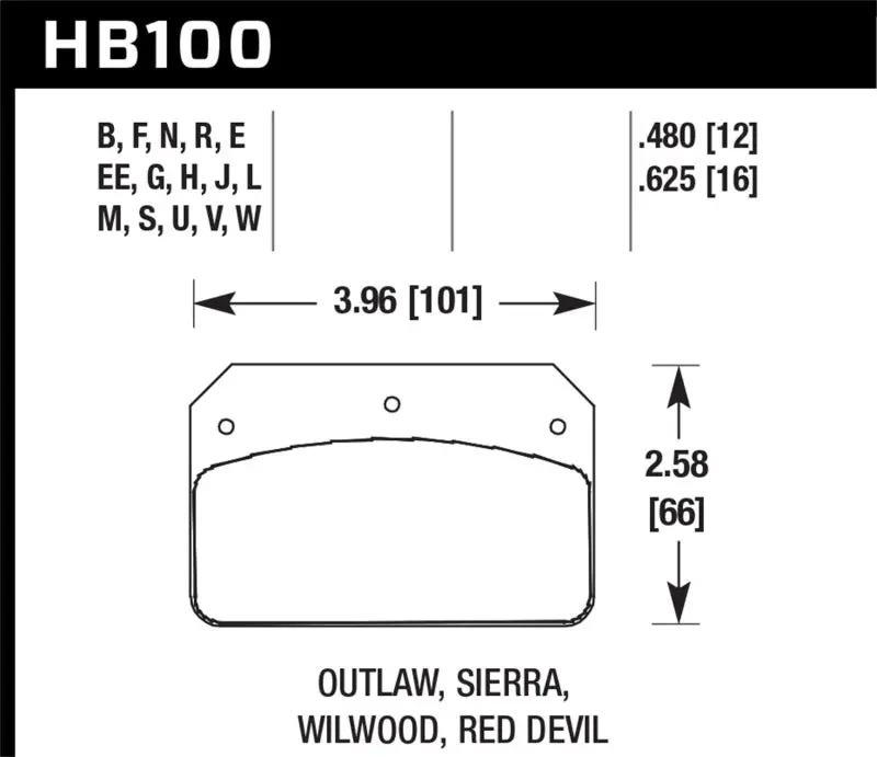 Hawk Blue 9012 Rear Brake Pads For Wilwood & Outlaw 16Mm Calipers 1