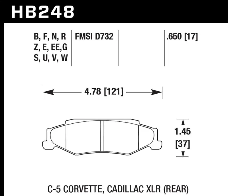Hawk Performance Ceramic Rear Brake Pads For 1997–2006 Corvette C5 (Including Z06) 1