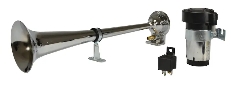 Hella Chrome Air Horn Kit – Single-Trumpet, 12V, Polished Finish 1