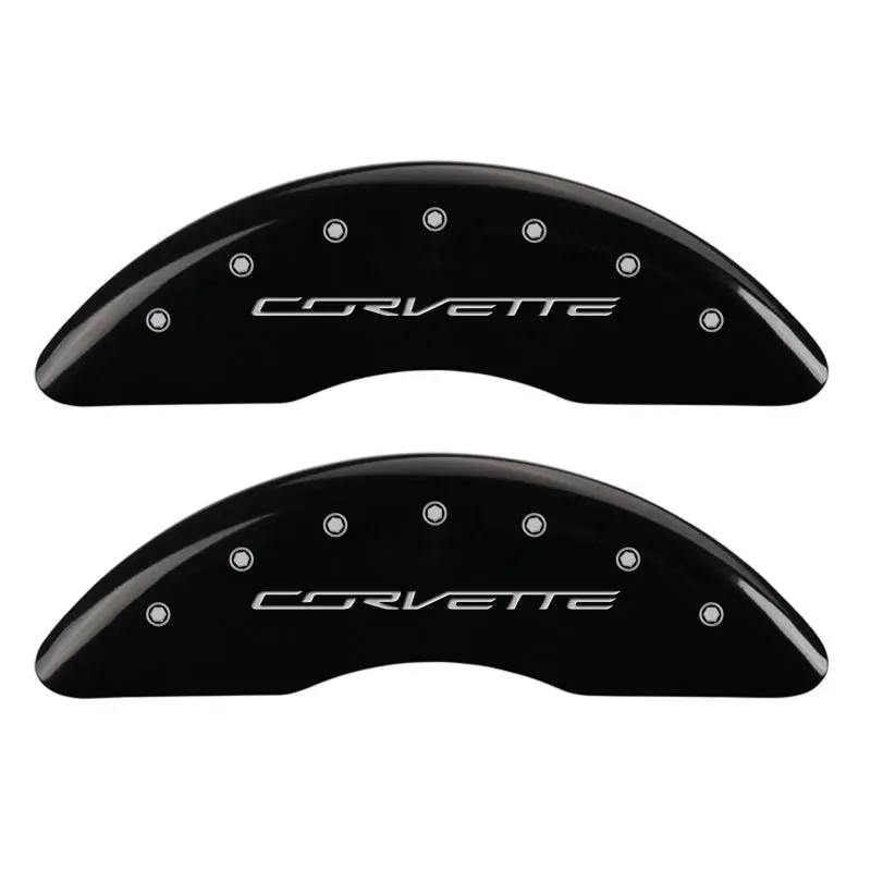 Mgp Engraved 4-Piston Caliper Covers – Front & Rear, Black W/ Silver Accent For C7 Corvette 1
