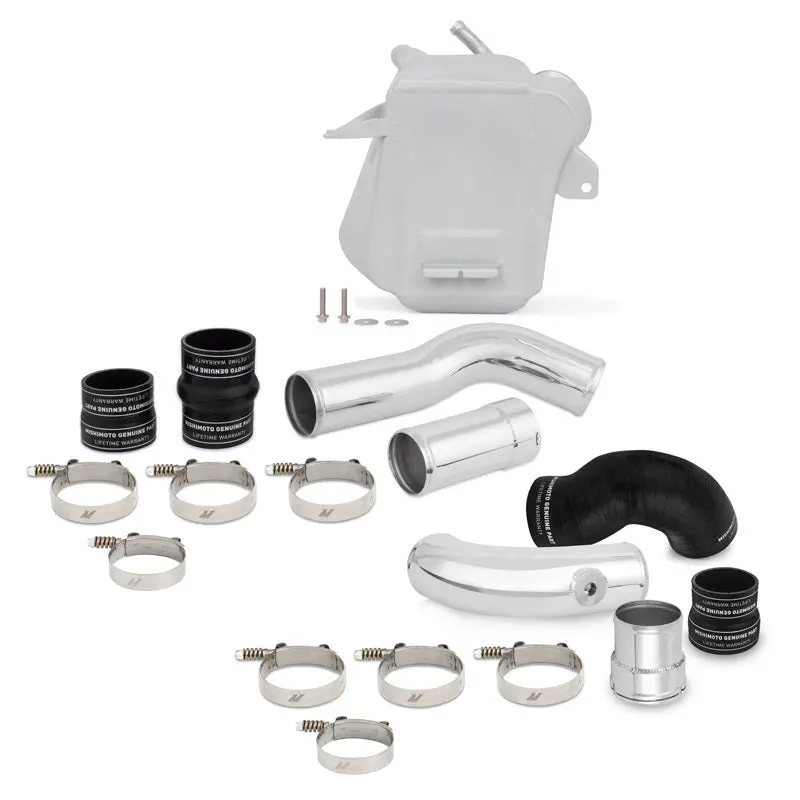 Mishimoto Air-To-Water Intercooler Kit — For 2011–2016 Ford 6.7L Powerstroke, Wrinkle Silver Housing W/ Polished Pipes 1